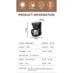 Electric Drip Coffee Maker, Compact Coffee Maker with Reusable Filter, Hot Plate and Coffee Pot - Image 3