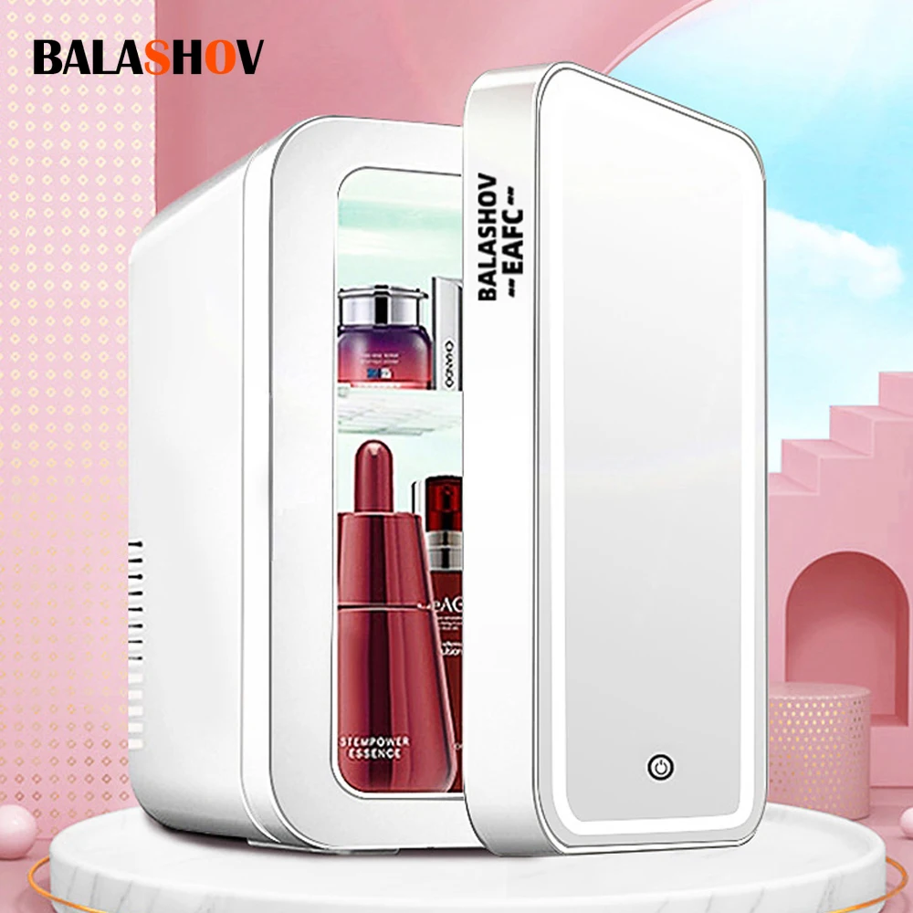 Sf405789f04f7443b9440495899986497R.webp 4L Mini Makeup Fridge WIth LED Light Mirror Portable Cosmetic Storage Refrigerator Keep fresh Cooler for Home Car Dual Use - Image 1