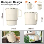 Electric Kettle 1L Electric Pot Folding Stainless Steel Thermo Pot Electric Tea Coffee Pot Electric Water Kettle for Travel - Image 6