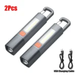 Strong Lighting ABS Flashlamp USB Charging Portable Outdoor EDC Torch Camping Hanging Flashlights Telescopic Focus COB Side Lamp - Image 6